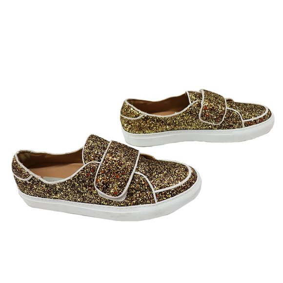 L'AUTRE CHOSE Women's Velcro Strap GOLD Glitter Sneakers Eur 41 US 11 - Picture 4 of 7